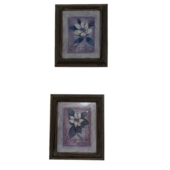 Vintage Original Unique Home Interiors Magestic Magnolia Picture Frames Set of 2 - Picture 1 of 3